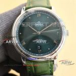 Perfect replica Omega De Ville green dial green leather strap automatic mechanical watch (1)_th.jpg